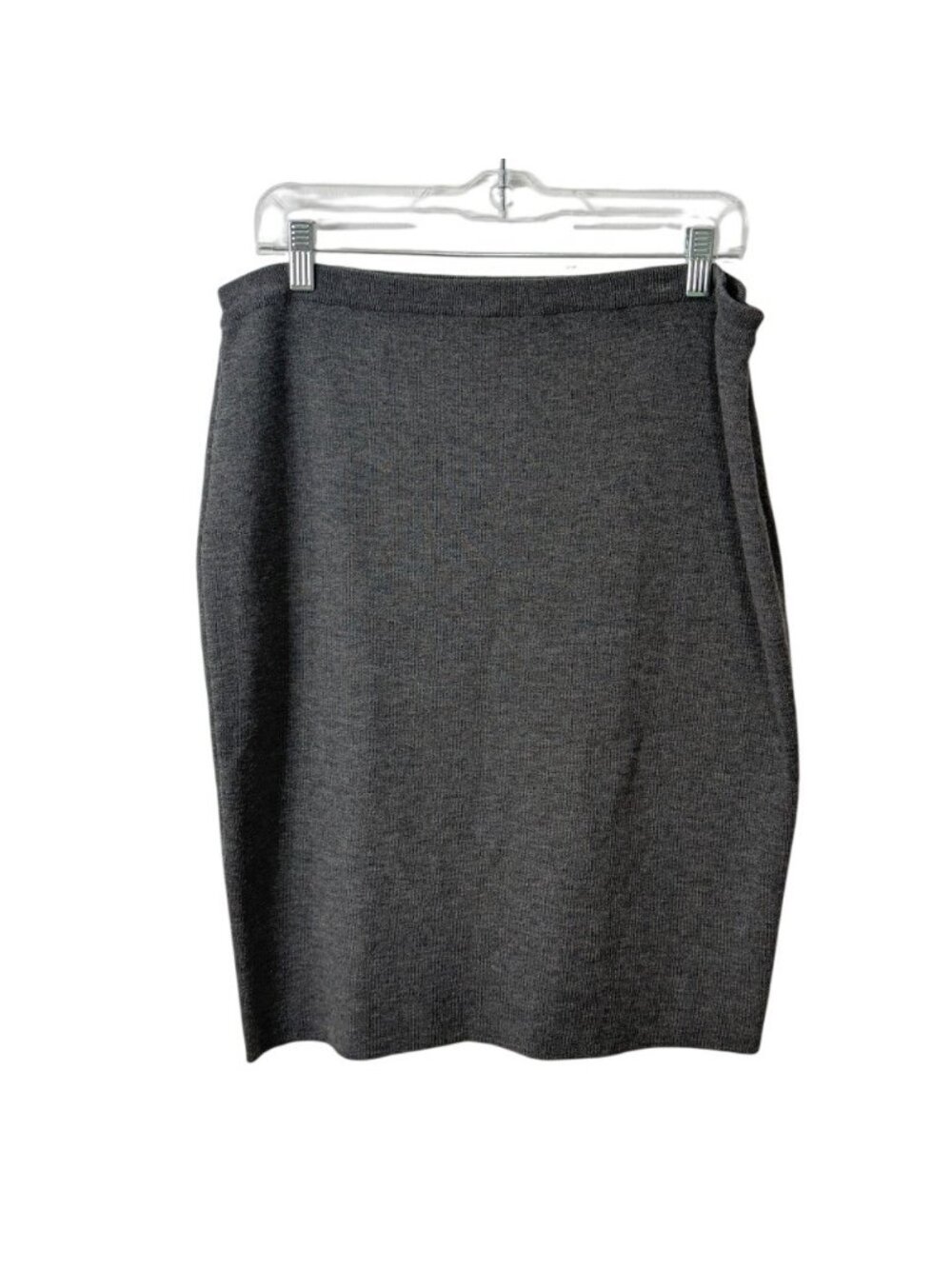 Eileen Fisher Womens Size M Wool Knit Pencil Skirt Gray Pull-On Italian Yarn